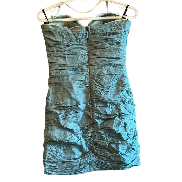 🌟3 x HOST PICK bebe Blue Silk Sweetheart Mini Bandage Dress Y2K | Size M - Picture 4 of 8